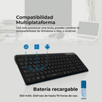 Teclado ACTECK TI747 Inalámbrico, Bluetooth 5.1/2.4 MHz, Negro