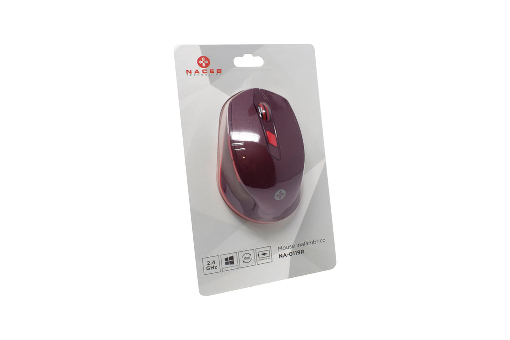 Mouse Naceb Technology NA-0119R Curvo, Rojo