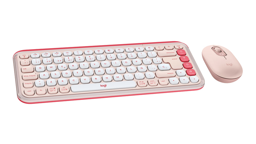 Kit Teclado y Mouse LOGITECH POP Bluetooth, Rosa