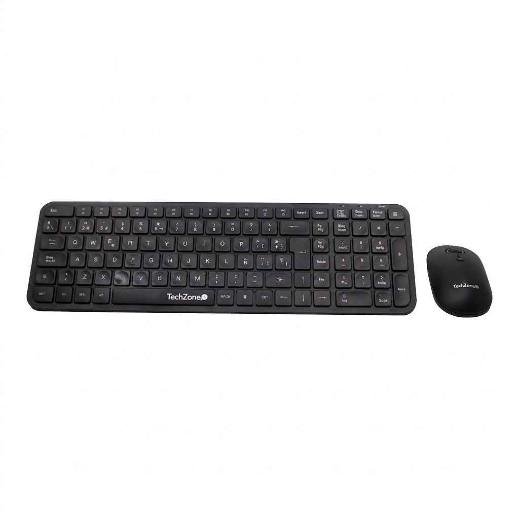 Kit Teclado y Mouse TECHZONE TZCOMBINA05 Inalámbrico, USB, Negro