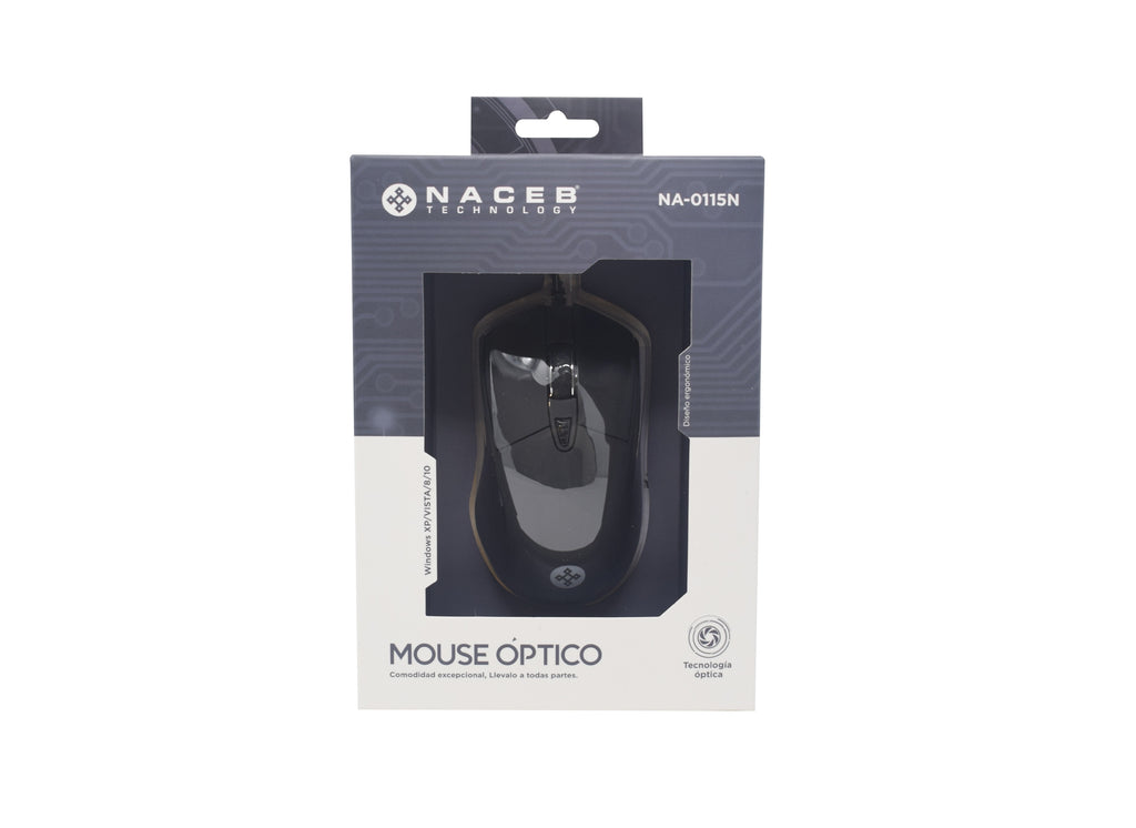 Mouse Naceb Technology NA-0115N Óptico, Alámbrico, 800 - 2400 DPI, 6 Botones, Negro