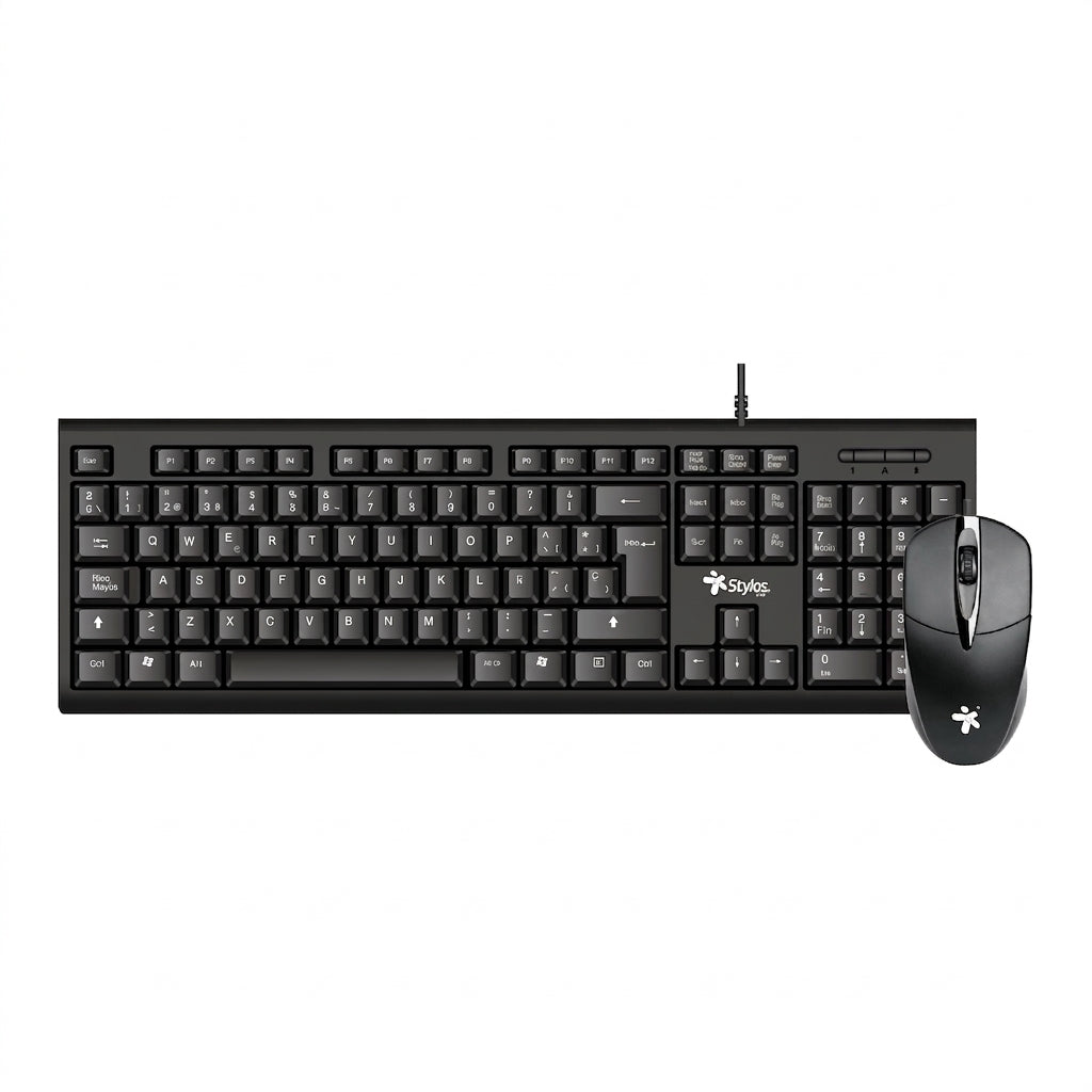 Kit Teclado y Mouse Stylos STPKTM4B, Negro