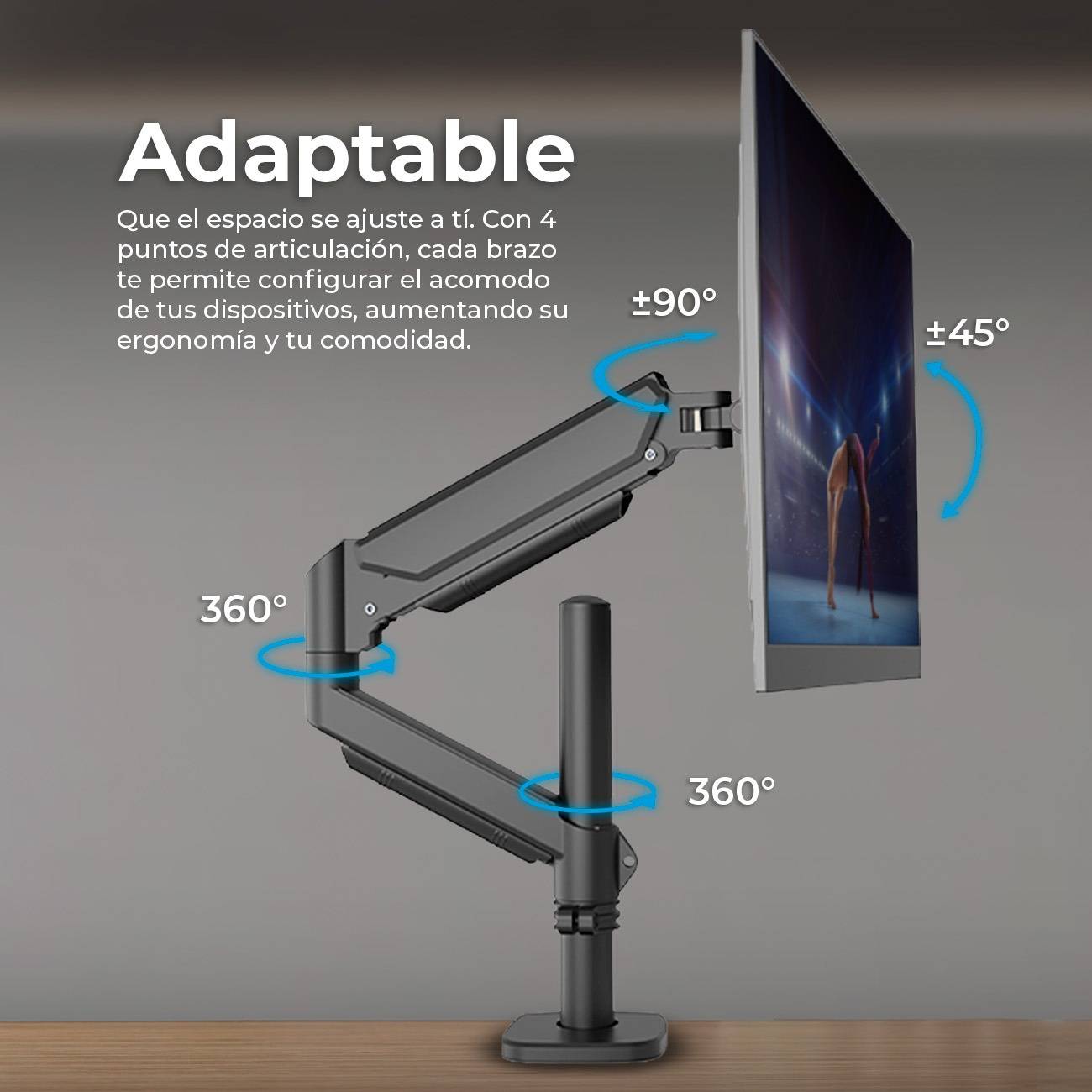 Soporte para Monitor ACTECK ENFORCE MOTION SM718 32", Negro