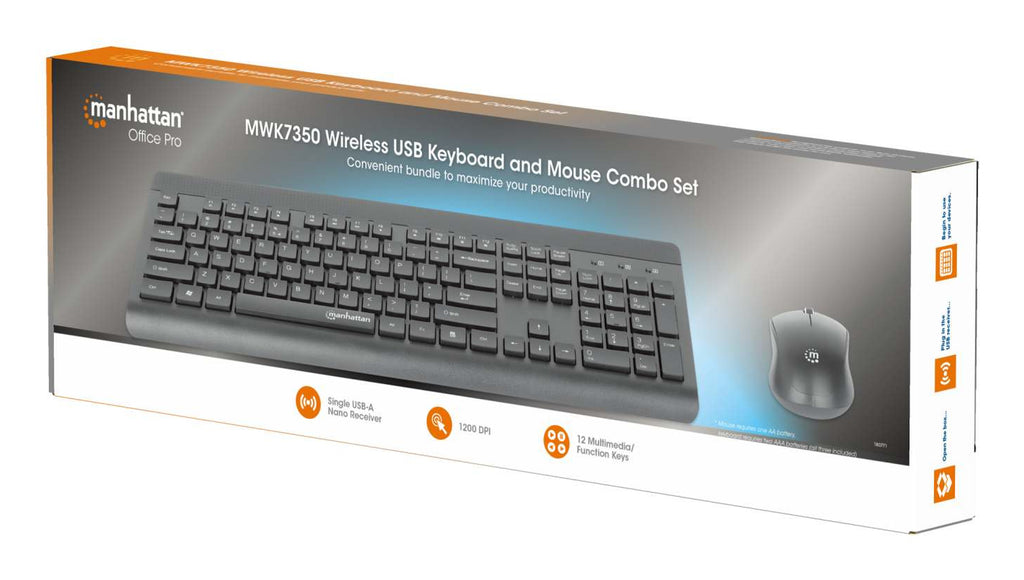 Kit Teclado y Mouse MANHATTAN 180771 VA, 156 x 440, Gris