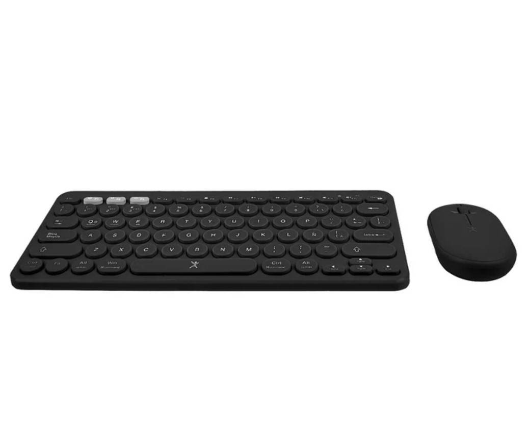 Kit Teclado y Mouse PERFECT CHOICE PC-201397, Inalámbrico Bluetooth Dual 2.4GHz, Negro