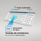 Teclado ACTECK TI747 Inalámbrico, Bluetooth 5.1/Dongle 2.4 MHz, Blanco