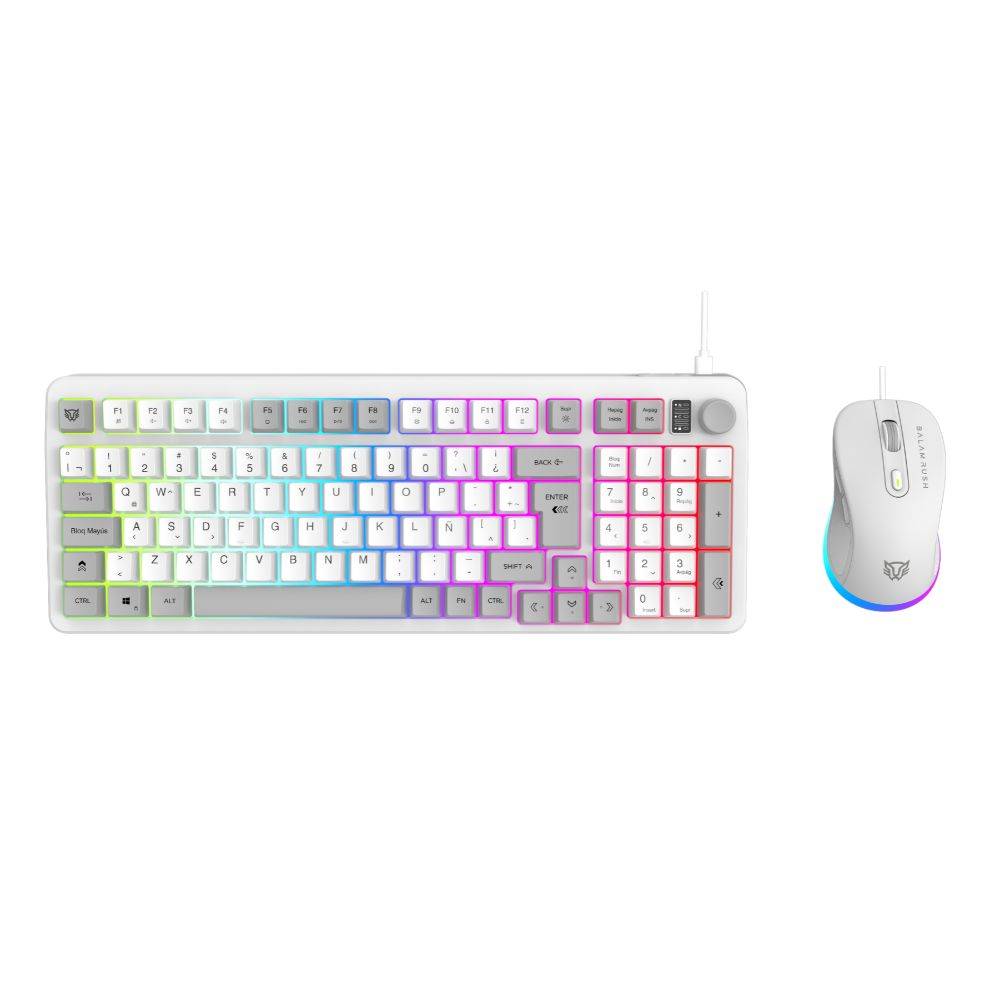 Kit Teclado y Mouse Balam Rush KG515 Alambrico, Blanco