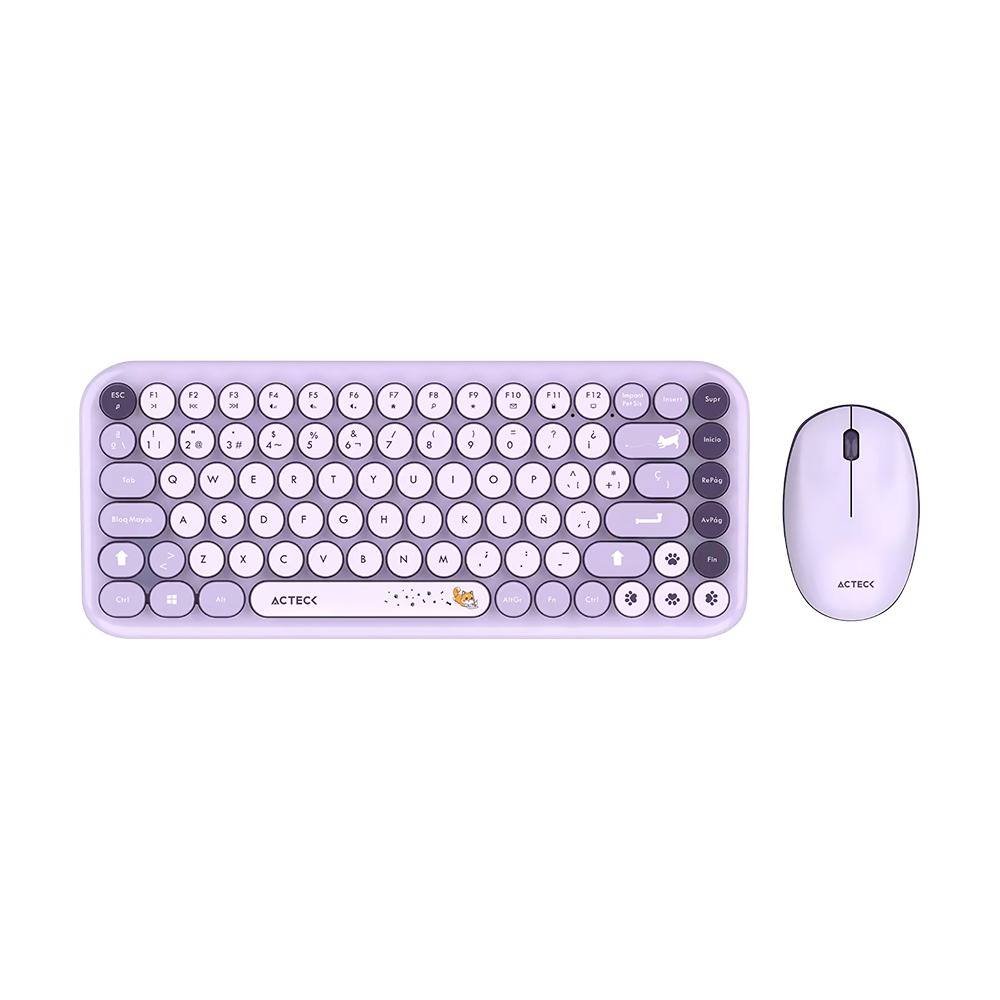 Kit Teclado y Mouse ACTECK MK4 80, Violeta