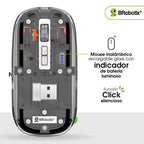 Mouse BROBOTIX 6000823 Inalámbrico Bluetooth, 1600 DPI, Trasparente