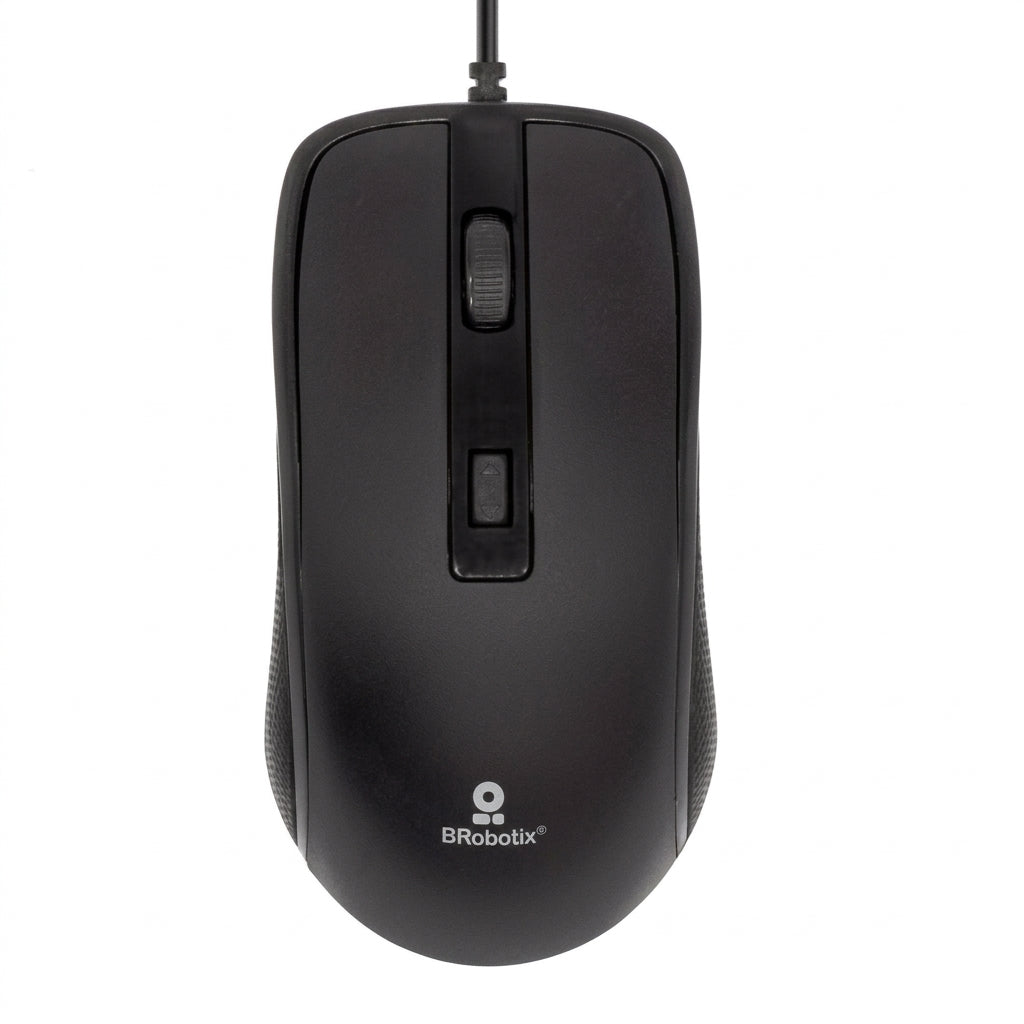 Mouse BROBOTIX 6007204, Alámbrico, USB, 1600DPI, Negro
