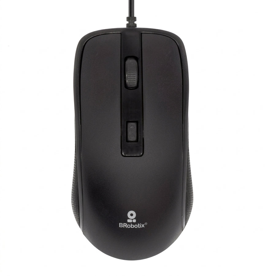 Mouse BROBOTIX 6007204, Alámbrico, USB, 1600DPI, Negro