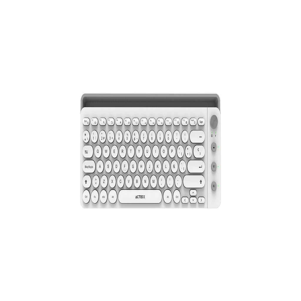 Teclado Acteck AC-934190 Inalambrico RF USB, BT, Blanco