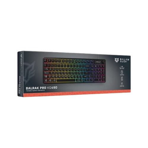 Teclado Balam Rush BR-945820 BALRAK PRO KG490 Alámbrico, 98 Teclas + Perilla, Retroiluminación, Antighosting, USB-C, Neg