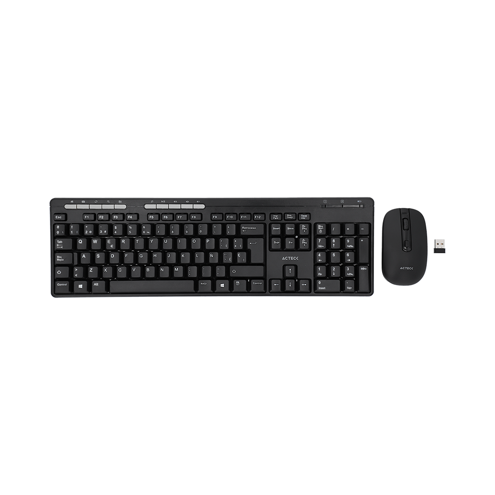 Kit Acteck Creator Mk450 / Teclado Y Mouse / Inalambrico / Receptor Usb / 105 Teclas / Multimedia / Espa?Ol / Win- Linux / Membrana / Optico / 1200 Dpi / 2 Botones Scroll / Negro / Ac-931748