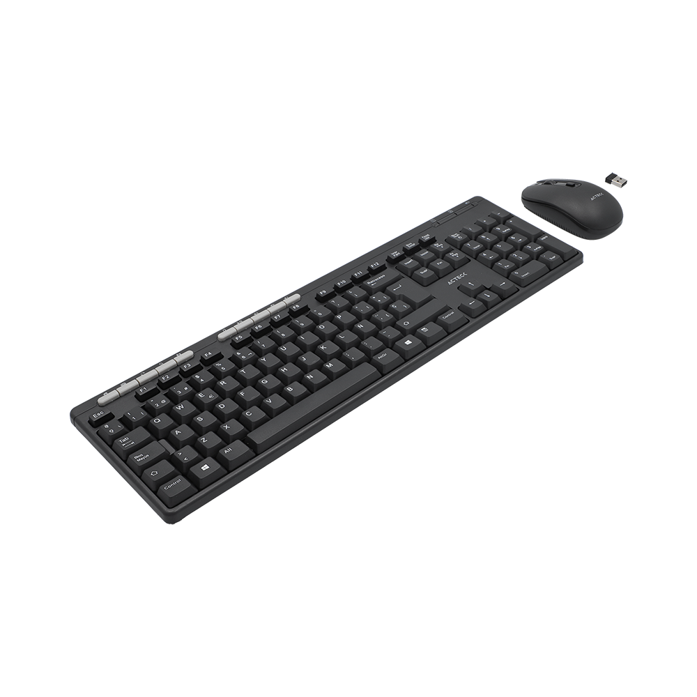 Kit Acteck Creator Mk450 / Teclado Y Mouse / Inalambrico / Receptor Usb / 105 Teclas / Multimedia / Espa?Ol / Win- Linux / Membrana / Optico / 1200 Dpi / 2 Botones Scroll / Negro / Ac-931748