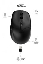 Mouse Ergonómico Acteck Óptico Optimize Ergo MI680, Inalámbrico, USB-A, 1600DPI, Negro