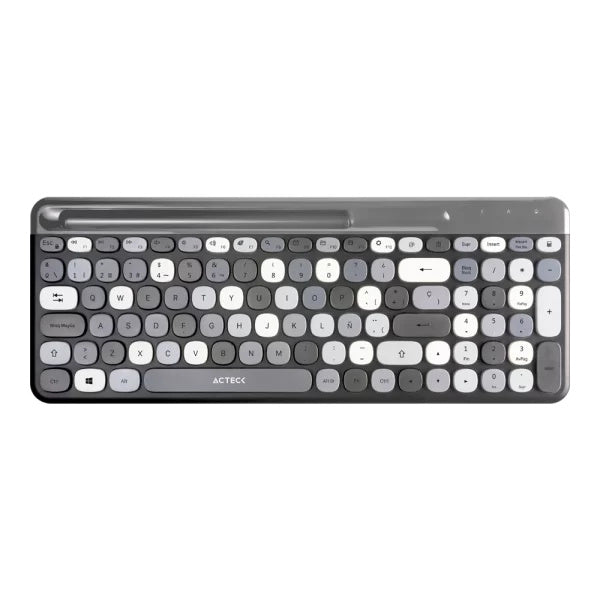 Kit Acteck Creator Chic Mk470 / Teclado Y Mouse / Inalambrico / Receptor Usb / Espa?Ol / Ranura Para Dispositivos / Multifuncion / 110 Teclas / Optico / 1600 Dpi / Negro Con Gris / Ac-935180