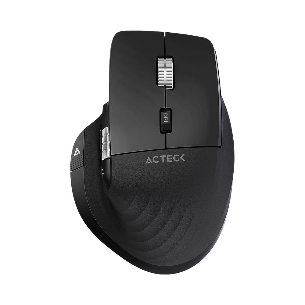 Mouse Acteck Virtuos Pro Mi780 / Vertical / Inalambrico / Dual Bluetooth Usb / Recargable / Scroll Horizontal / Optico / 8 Botones / 3200 Dpi Ajustable / Negro / Ac-936187