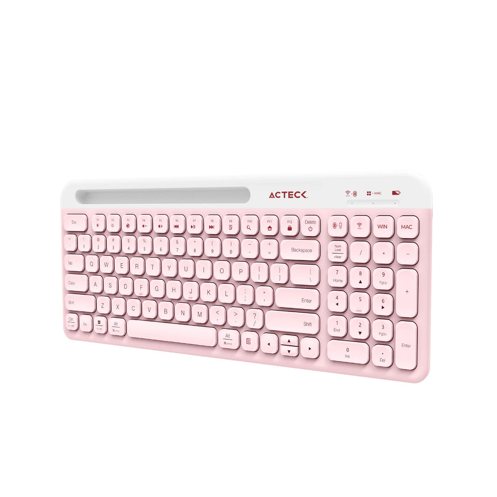 Kit Acteck Creator Virtuos Silk Mk720 / Teclado Y Mouse / Inalambrico / Dual Bt Usb / Recargable / Espa?Ol / 100 Teclas / Multimedia / Ranura P /Dispositivos / 4000 Dpi / Optico / Rosa / Ac-936279