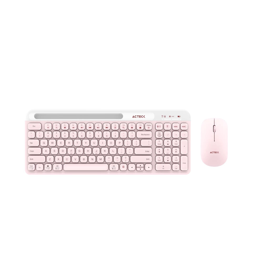 Kit Acteck Creator Virtuos Silk Mk720 / Teclado Y Mouse / Inalambrico / Dual Bt Usb / Recargable / Espa?Ol / 100 Teclas / Multimedia / Ranura P /Dispositivos / 4000 Dpi / Optico / Rosa / Ac-936279