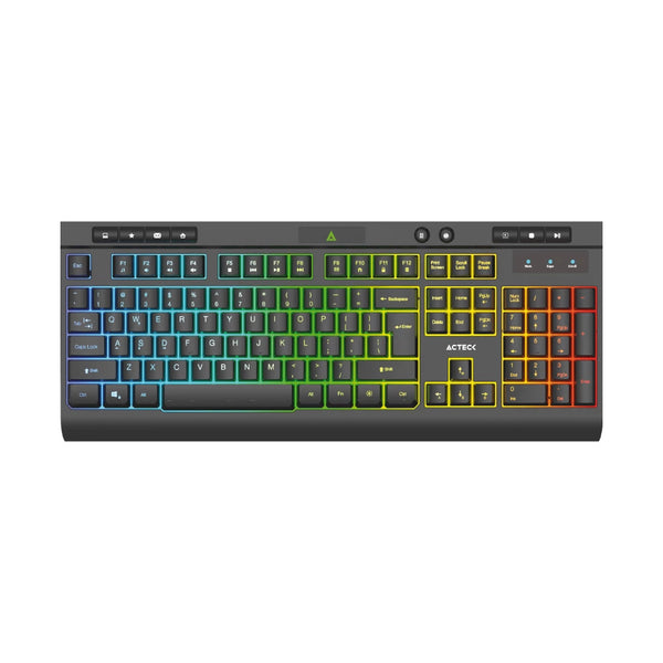 Teclado Acteck Aurean Pro Ta477g / Alambrico Usb / Multimedia / Iluminacion Rgb / Anti-Ghosting / 105 Teclas/ Membrana / Espa?Ol / Negro / Ac-936743