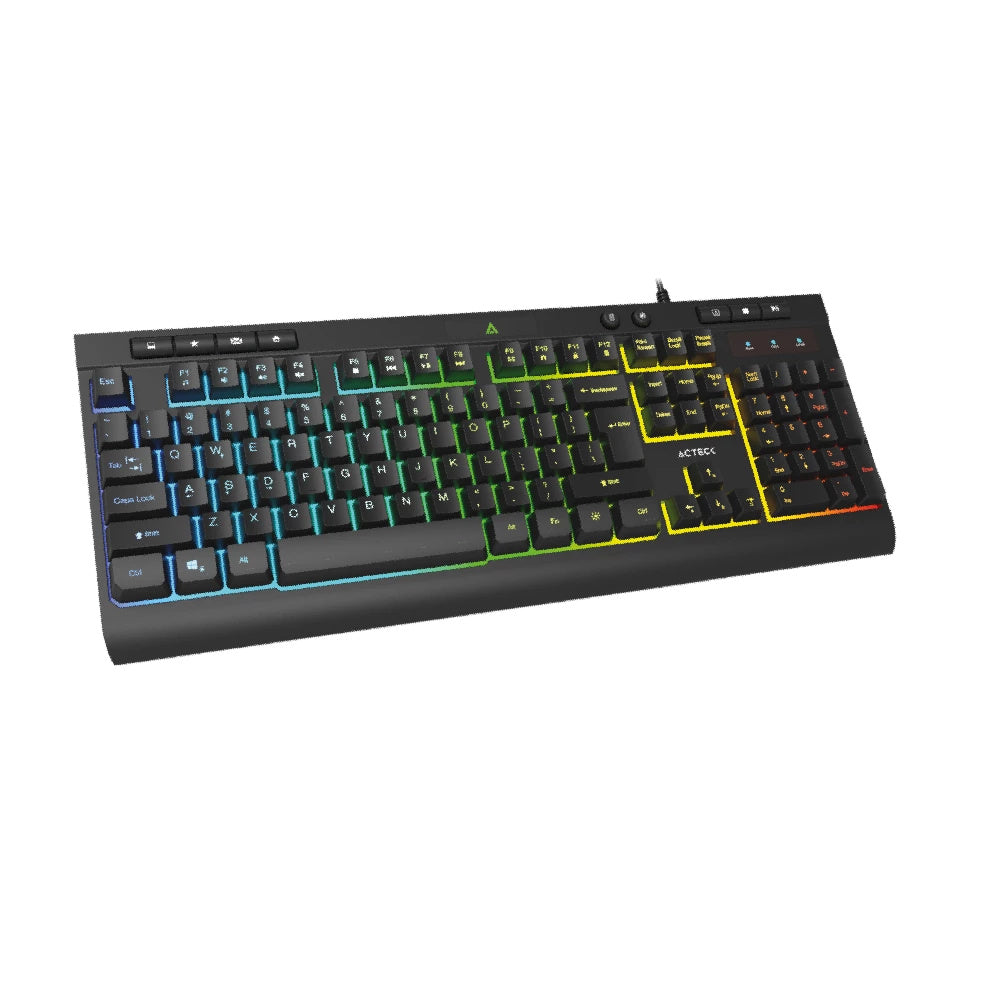 Teclado Acteck Aurean Pro Ta477g / Alambrico Usb / Multimedia / Iluminacion Rgb / Anti-Ghosting / 105 Teclas/ Membrana / Espa?Ol / Negro / Ac-936743