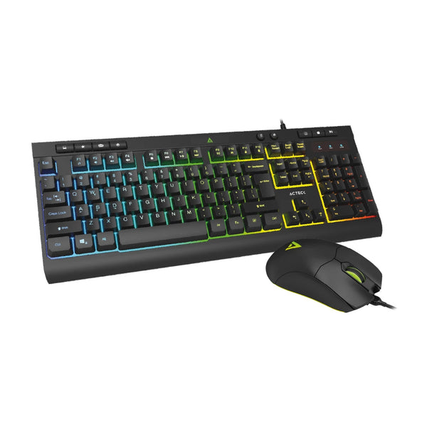 Kit Acteck Creator Aurean Pro Mk477g / Teclado Y Mouse / Alambrico / Iluminacion Led / 105 Teclas / Anti-Gosting / Multimedia / Optico / 8000 Dpi Ajustable / 7 Botones / Negro / Ac-936750