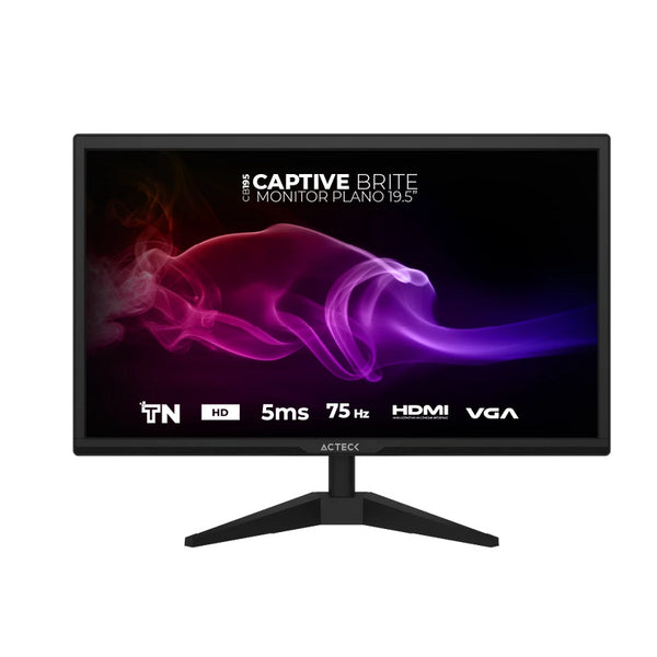 PC Gamer Monitor Acteck Captive Brite Cb195 / 19.5 Pul / Plano / Led / Hd 1600 X 900 / 60 Hz / 5 Ms / Vga - Hdmi - Dc / 5 Botones / Inclinacion Ajustable / Vesa 75 / Negro / Ac-939409 - México