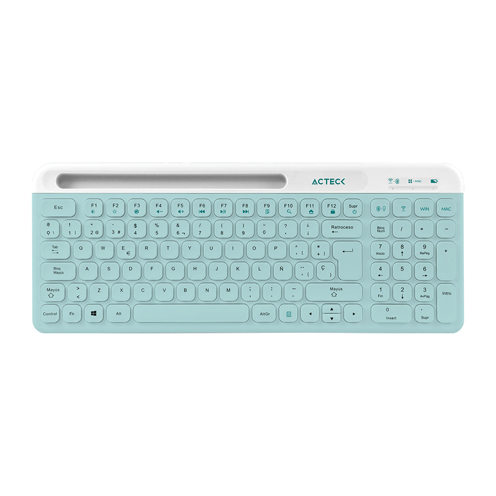 Kit Acteck Creator Virtuos Silk Mk720 / Teclado Y Mouse / Inalambrico / Dual Bt Usb / Recargable / Espa?Ol / 100 Teclas / Multimedia / Ranura P /Dispositivos /4000 Dpi / Optico / Blanco / Ac-936262