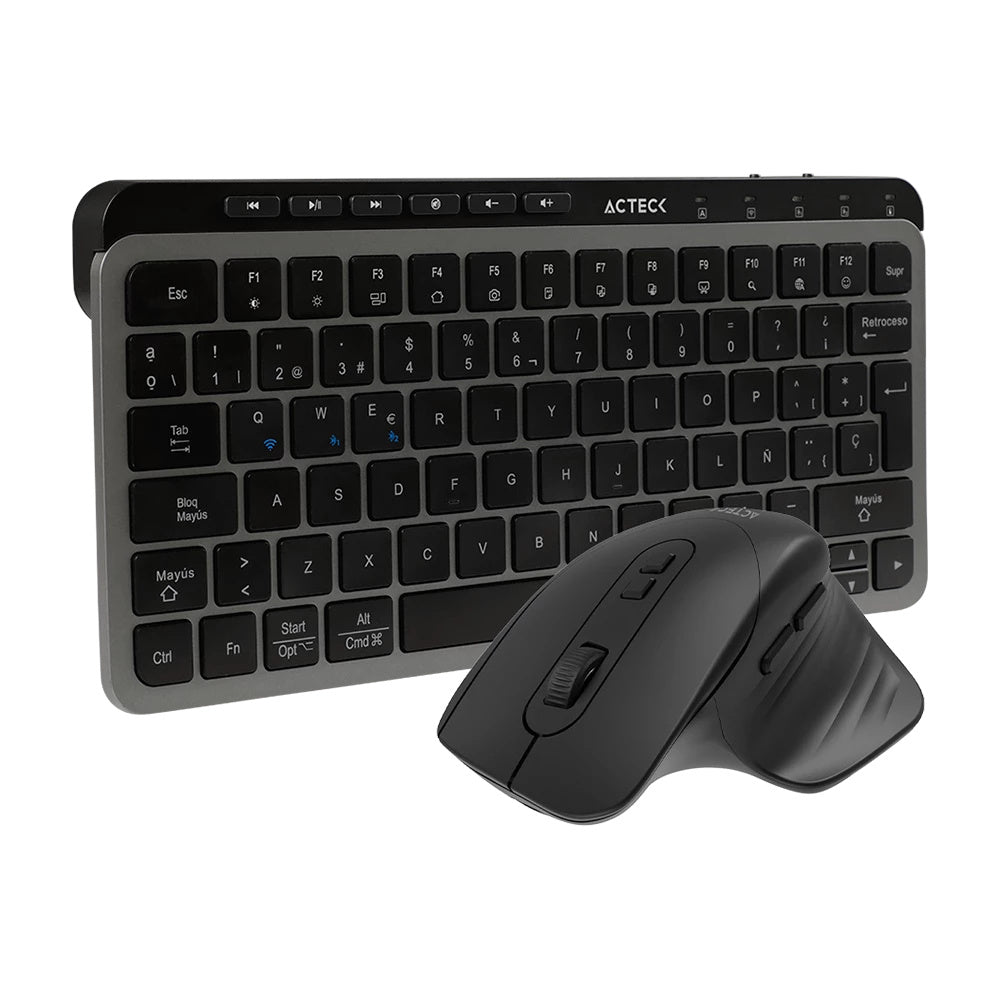 Kit Acteck Creator Krea Mk750 / Teclado Y Mouse / Inalambrico Dual / Multidispositivo / Recargable / Dongle Bt / 65 / Win - Mac / Espa?Ol / 118 Teclas / 2000 Dpi / Optico / Negro-Gris / Ac-940177