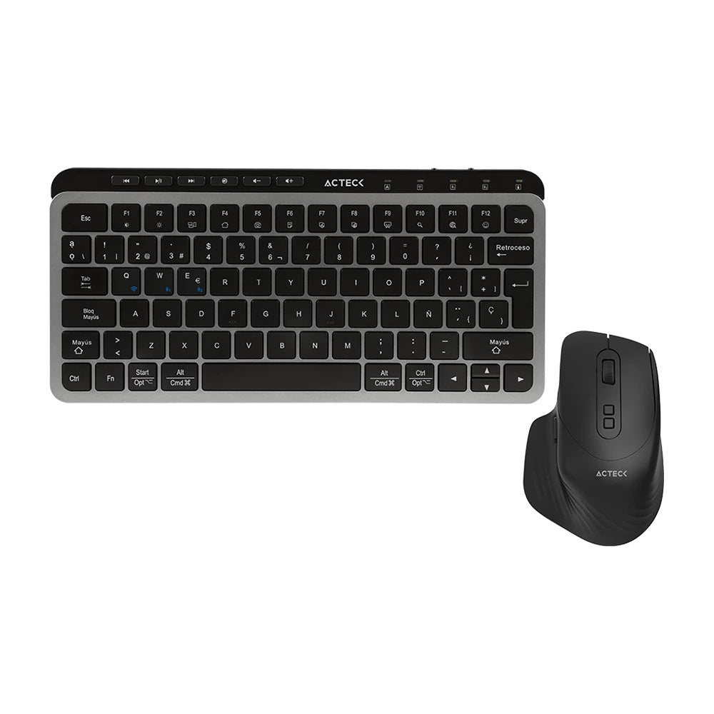 Kit Acteck Creator Krea Mk750 / Teclado Y Mouse / Inalambrico Dual / Multidispositivo / Recargable / Dongle Bt / 65 / Win - Mac / Espa?Ol / 118 Teclas / 2000 Dpi / Optico / Negro-Gris / Ac-940177