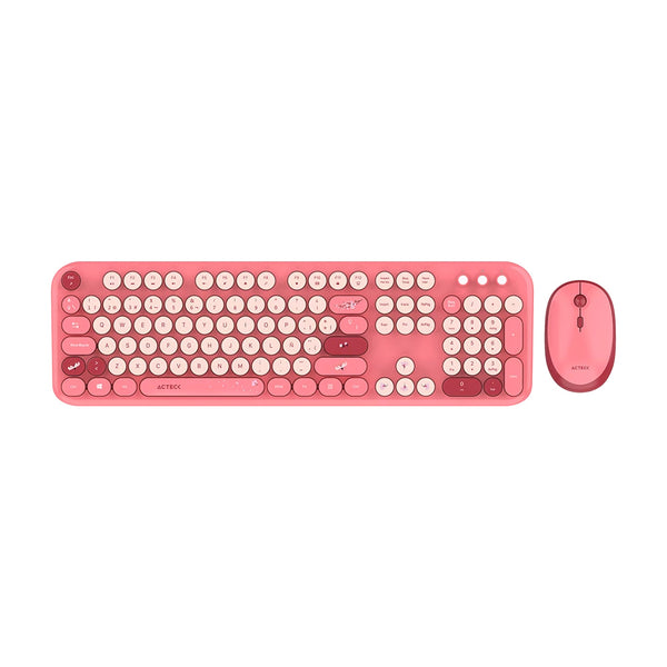 PC Gamer Kit Acteck Creator Chic K-Colors Mk485 / Inalambrico / Multimedia / Dongle 2.4 / Esp / 105 Teclas / Optico / 1600 Dpi Ajustable / 4 Botones + Scroll / Win + Mac / Rojo-Rosa / Ac-940207 - México