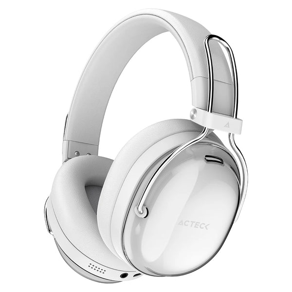 Audifonos Acteck Luxe Pure Hp730 / Diadema / Inalambricos Bt 5.4 / Bateria 75 Hrs / 20 Hz A 20 Khz / Cancelacion Activa De Ruido / Microfono Omnidireccional / Memory Foam / Blanco / Ac-940887