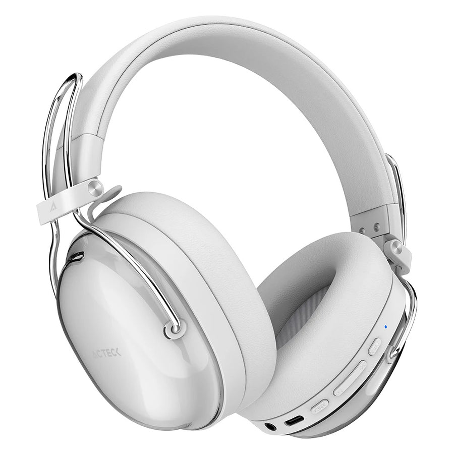 Audifonos Acteck Luxe Pure Hp730 / Diadema / Inalambricos Bt 5.4 / Bateria 75 Hrs / 20 Hz A 20 Khz / Cancelacion Activa De Ruido / Microfono Omnidireccional / Memory Foam / Blanco / Ac-940887
