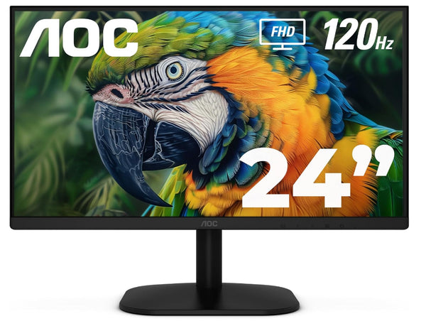 PC Gamer Monitor Led Aoc 24B35H3 / Color Negro / Panel Ips 23.8 / Hdmi Y Vga / Aspecto 16:9 / Tiempo D.R. 1Ms / 120Hz / Full Hd  1920X1080 / Vesa 100X100 Mm / Contraste 20,000,0001 / Brillo 300 Cd/M2 - México