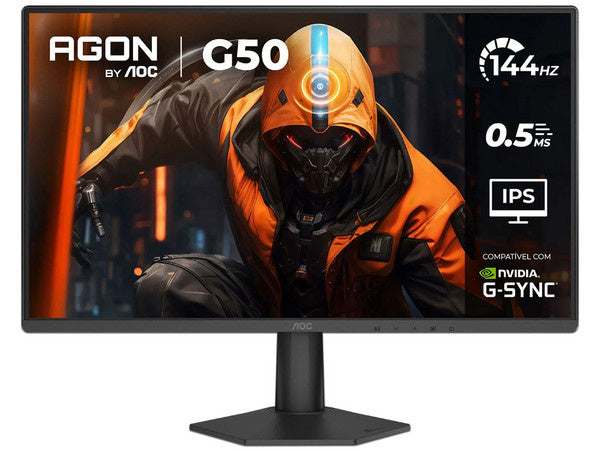 Monitor Gamer Aoc 27G50F / Panel Ips / 27 Pulgadas / Hdmi / Displayport / Aspecto 169 / Tr 0.5 Ms / Adaptive Sync / 144 Hz / 1920 X 1080 / Brillo 300 Cd/M2 / Vesa 100X100 Mm/ Color Negro