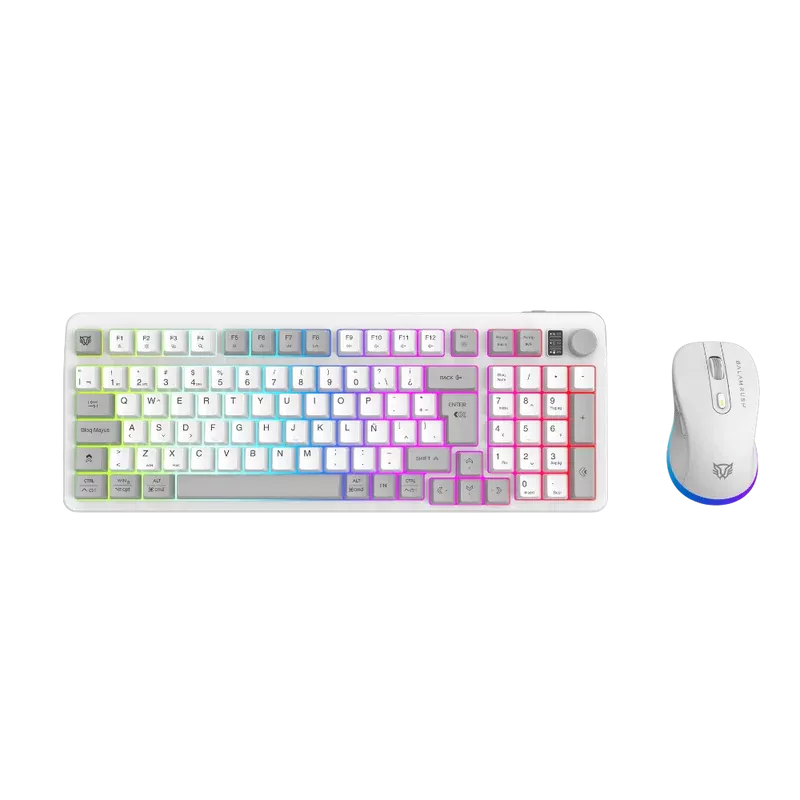 Kit Gamer Balam Rush Squad Conquest Pro Kg525 / Teclado Y Mouse / Dual / Dongle Usb - Bt / Espa?Ol / 97 Teclas / Recargable / Iluminacion Rgb / Win / Optico / 7200 Dpi Ajustable / Blanco / Br-940436