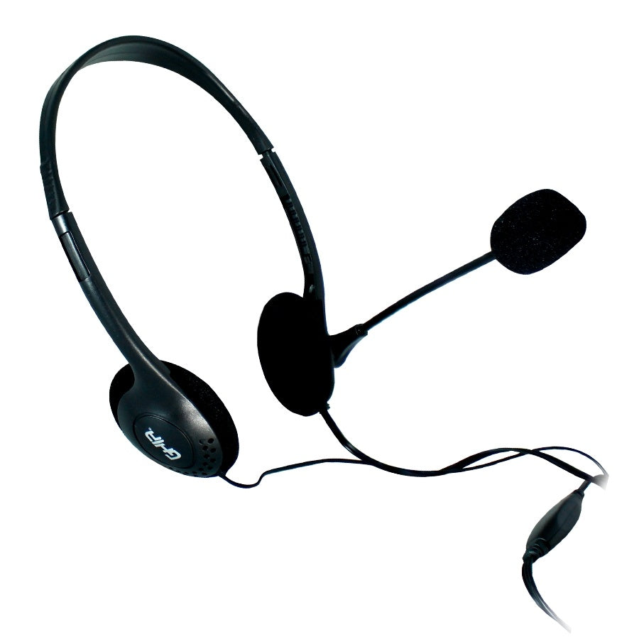 Diadema Alambrica Ghia Con Microfono, Control De Volumen Y Conector 3.5Mm Audifono Y Microfono, Sonido Envolvente, Controlador De Volumen, Color Negro