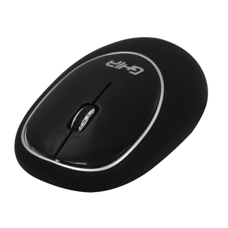 Mouse Ergonomico Ghia / Gt100nn / Inalambrico / Receptor Usb / 2 Botones / Scroll / 1000 Dpi / Memory Foam / Negro