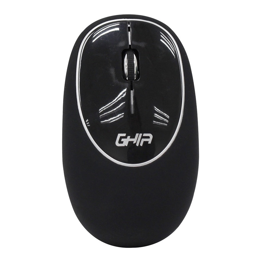 Mouse Ergonomico Ghia / Gt100nn / Inalambrico / Receptor Usb / 2 Botones / Scroll / 1000 Dpi / Memory Foam / Negro