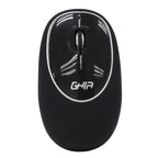 Mouse Ergonomico Ghia / Gt100nn / Inalambrico / Receptor Usb / 2 Botones / Scroll / 1000 Dpi / Memory Foam / Negro