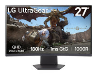 Monitor Pc Lg 27Gs60Qc-B Gaming Ultragear 27 Curvo Qhd, Amd Free Sync, 180Hz, Panel Va, Aspecto 16:9, 2560X1440, Tr 1Ms, 3000:1, Curvatura 1000R, Hdmi, Displayport, Hdr10, Montaje Pared 100X100 Mm.