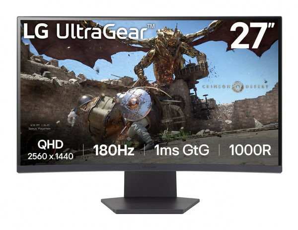 PC Gamer Monitor Pc Lg 27Gs60Qc-B Gaming Ultragear 27 Curvo Qhd, Amd Free Sync, 180Hz, Panel Va, Aspecto 16:9, 2560X1440, Tr 1Ms, 3000:1, Curvatura 1000R, Hdmi, Displayport, Hdr10, Montaje Pared 100X100 Mm. - México