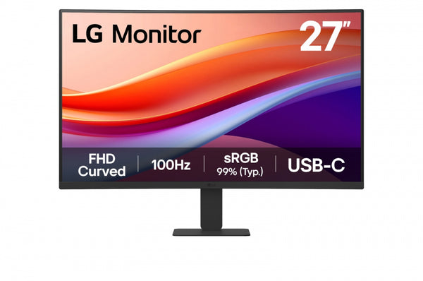 Monitor Pc Lg 27U421A-B Curvo Fhd 27 Pulg,Usb-C,Panel Va,100Hz,Tr 5Ms(Gtg),Resol 1920X1080,Asp 16:9,Brillo 250Cd/M2,Contr 3000:1,1500R,Hdr10,Srgb 99%,Hdmi,Dynamic Action Sync,Vesa 100X100 Mm.