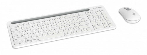 Kit de Teclado y Mouse Manhattan 180580, Inalámbrico, RF Inalámbrico/Bluetooth, Blanco, Inglés