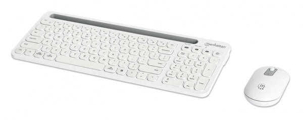 PC Gamer Kit de Teclado y Mouse Manhattan 180580, Inalámbrico, RF Inalámbrico/Bluetooth, Blanco, Inglés - México