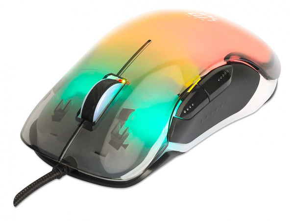 PC Gamer Mouse Manhattan Óptico 190381, Inalámbrico, USB-A, 12800 DPI, Transparente - México