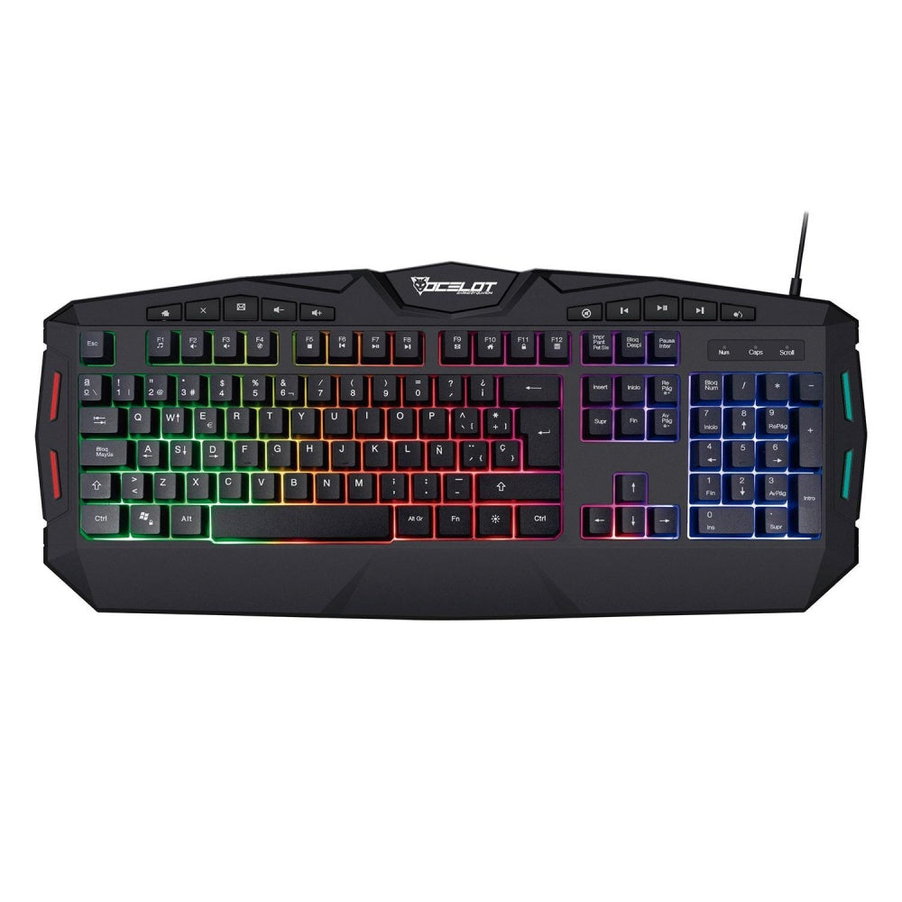PC Gamer Teclado Membrana Ocelot Gaming Ogek03 / Retroiluminado / 105 Teclas / Anthigosting / Usb / Color Negro - Mythic Mexico