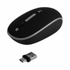 Mouse Inalambrico Optico Ergonomico 1000 Dpi Receptor Dual (Usb Y Tipo C) Silencioso Perfect Choice Whisper - Negro