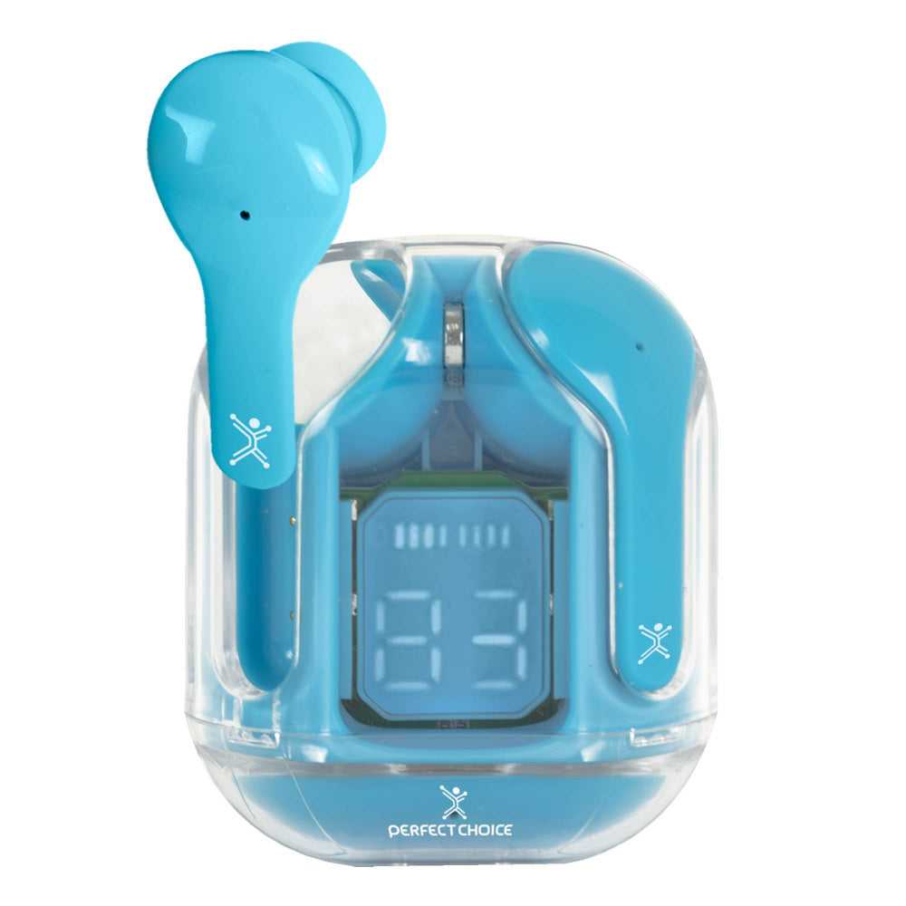 Audifonos Inalambricos Bluetooth Tws Con Display Perfect Choice Clearbeat - Azul